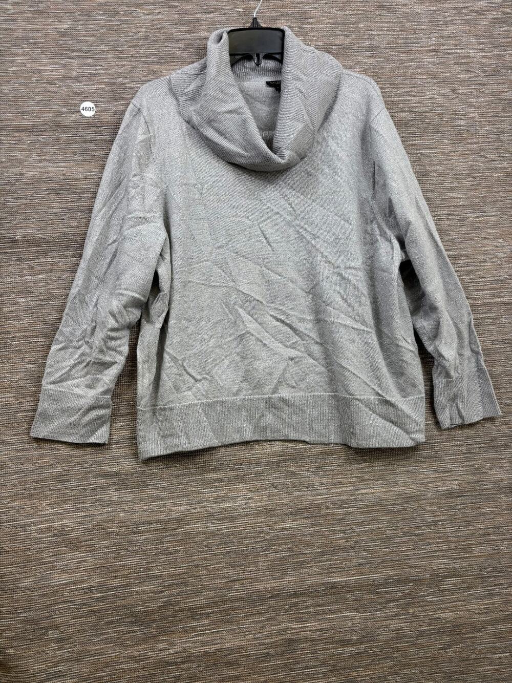 Talbots Merino Wool Cowl Neck Sweater Size 3X Gray Metallic Soft Pullover Comfy